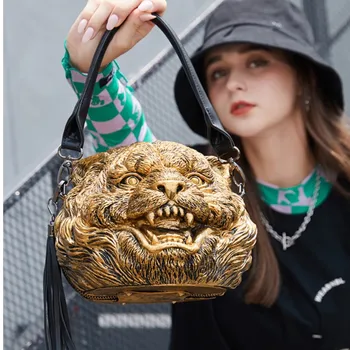 3D Tigras Moterų krepšiai Originalumas Crossbody Krepšys Juokinga Pečių Maišą asmenybės Rankinės Šalis Dizaino Atvėsti Halloween Krepšys