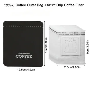 100Pc Kavos Miltelių Pakuotės Maišelis Aliuminio Plėvelės Vidinės Mašina Karšto Antspaudas Nešiojamų Kabinti Ausies Kavos Filtro Popieriaus Maišų Rinkinį