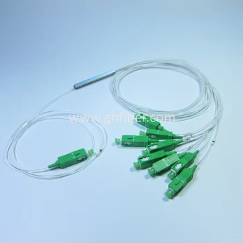 1x8 Pluošto Optiniai PLC splitter SC/APC Žalioji jungtis,G657A1 0,9 mm kabelio ilgis 1m