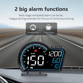 HUD Smart Digital GPS Spidometras Automobilio Saugaus Vairavimo greičio viršijimo Signalizacija GPS VISIEMS Automobilių Reikmenys borto Kompiuteris Automobilio