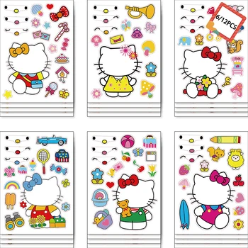 6/12Sheets Mielas Hello Kitty, Anime Įspūdį Lipdukai 