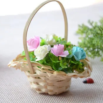 Mini Krepšelį Audimo Vaisių, Gėlių Laikymo Organizatorius Rotango Kosmetika Medžiaga Daržovių Įvairenybės Apdailos Arbatos Iškylą Krepšelį