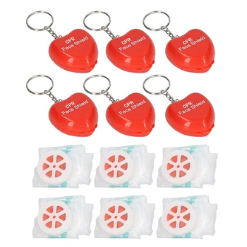 6Pcs CPR Veido Kaukė, Keychain Kaukė Vienkartinės Pagalbos Rinkinys, Nešiojamų Higienos Pocket Veido Padengti Keychain