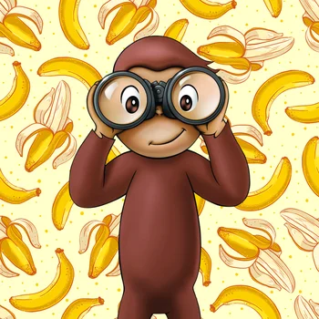 6x6ft Asmeninį Curious George Beždžionė Geltonas Bananų Laimingas Gimtadienio Pasirinktinius Nuotraukų Fone, Fonas Vinilo 180cm x 180cm