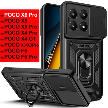 Skaidrių Kameros Dangtelis POCO X6 Pro Atveju Šarvai Stovėti Funda už Redmi 13C POCO C65 X3 X4 X5 F5 F4 F3 GT Redmi 13C 13 Pastaba Pro 12