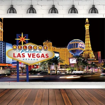 Las Vegase Reklama Dekoracijos Tema Nuotrauka Fotografijos Fonas Kazino Miesto Naktinis Billboard MUMS Žinomas Miesto Peizažo Fone