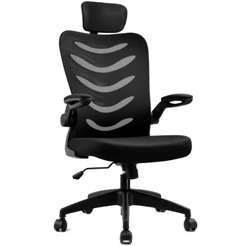 COMHOMA Biuro Kėdė, Ergonomiškas Didelio Atgal Vykdomosios Reguliuojamas Pagalvėlės Flip-Up Porankiai Juoda