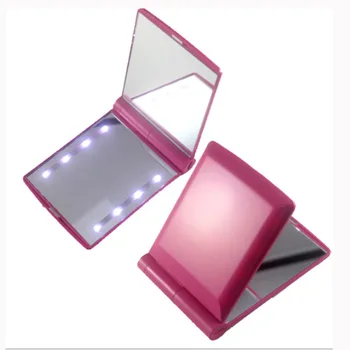LED Žibintai Tuštybės Veidrodis, Sulankstomas Apšviesta Makiažo Veidrodis dvipusis Kosmetikos Ranka Sulankstomas Mini Nešiojamas, Kompaktiškas Kišeninis Veidrodėlis
