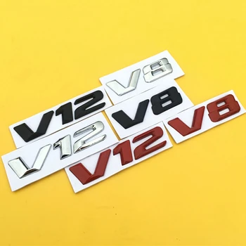 1 Gabalas 3D Metalo V8 V12 Refitting Logotipas Ženklelis Galiniai bagažo skyriaus Durų Sparno Lipdukai Lipdukas Stilius Apdaila, Išorės Priedai