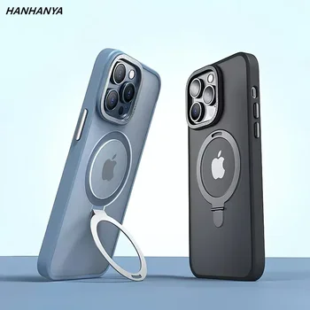 Magnetinio Belaidžio Įkrovimo Žiedas Turėtojas Silikono Metalo Telefono dėklas Skirtas iPhone 14 13 12 Pro Max Su MagSafe mobiliųjų Telefonų Padengti Funda
