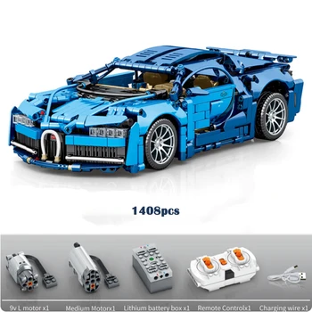1408pcs Mėlyna Galia Superautomobilį Asamblėjos Pastatas, Blokinis Modelis Lenktynių Suaugusių Vaikų Švietimo Žaislas Dovana