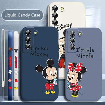 Mielas Pora Mickey Mouse Telefono dėklas Samsung Galaxy S22 S23 S20 S21 S10 S9 Ultra Plus Pro FE Skysčio Kairėje Virvė Minkšta Telefono dėklas