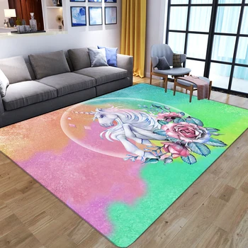 Modernių namų Spalvingas 3D kilimai mados sapnų vienaragis spausdinti neslidus žaisti zonos kilimėliai didelis salonas miegamojo lovos grindų kilimėlis