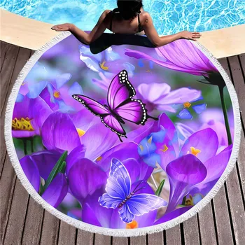Drugelis Gėlių Violetinė, Drugelis Paplūdimio Rankšluostį, Geriausias Paplūdimio Rankšluosčiai 3D Visi Per Atspausdintas Rankšluostį