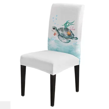 Povandeninio Pasaulio Vėžlys Retro Ruožas Kėdė Padengti Hotel Valgomasis Pokylių Vestuves Elastinga Sėdynė Kėdės Apima