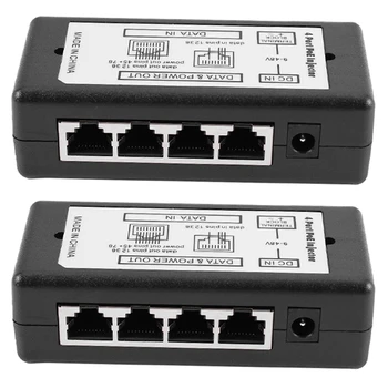 2X 4 Port Poe Injector Poe Maitinimo Adapteris Ethernet Maitinimo Pin 4,5(+)/7,8(-)Input Dc12v-Dc48v Ip Kameros