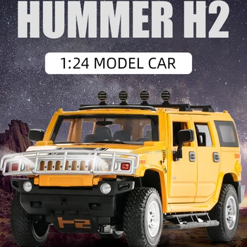 1:24 Masto Hummer H2 Off Road Šarvuotų Automobilių Lieti Modelis lydinio Žaislai su Garso, Šviesos, Žaislas Automobilis Kolekcines Berniukų Gimtadienio Dovanos