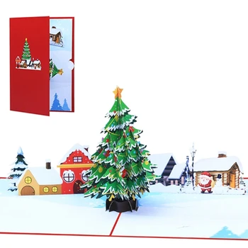 1 Nustatykite, Sulankstomas 3D Kalėdų Eglutė Sveikinimo atviruką, Voką su Nešiojamų & Išskirtinį Ačiū Kortelę Rašyti Žinutę