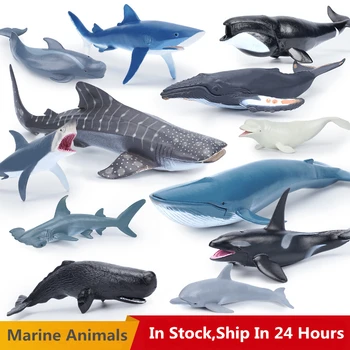 PVC Sea Life Veiksmų Skaičiai, Bionika Jūrų Gyvūnų Mėlynasis Banginis Ryklių, Delfinų Namų Dekoro Žaislai Vaikams, Surinkimo Kalėdų Dovanos