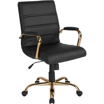 Relaksacinė Kėdė Reguliuojamo Aukščio Paminkštinti Biuro Kėdė, Juoda/Aukso Kompiuterio Kedės Žaidimų Žaidėjus Stalas, Ergonomiškas Atlošas Vykdomosios