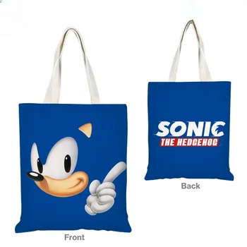 Sonic Aplink Visą Spalvų Spausdinta Pirkinių Krepšys Animacinių Filmų Anime Mados Nešiojamų Drobės Kuprinė Maišelis Pečių Maišą