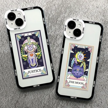 Raganos Mėnulis Taro Paslaptis Totem Katė Telefono dėklas Skirtas iPhone 11 12 13 14 Pro Max Mini SE 7 8 X XS XR Plius Funda Silicio Galinį Dangtelį