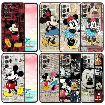 Komiksų Mickey Minnie Disney Telefono dėklas, Skirtas Samsung Note 20 10 Ultra Plus A72 A54 A71 A50 A51 A30 A21 A03 A04e A02 A02S Juoda