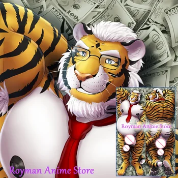 Dakimakura Anime Asyr Tigras Furry Dvipusis Spausdinimas natūralaus dydžio Kūno Pagalvė Padengti