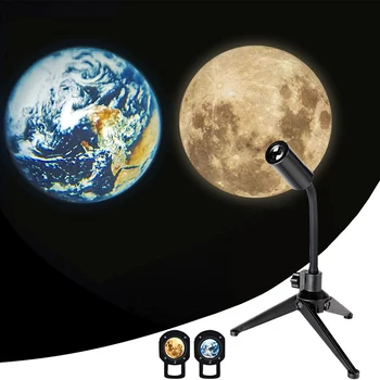 Žvaigždžių Projektorius Mėnulis Žemės Projektoriaus Lempa 360Â° Pasukti Laikiklis USB Įkraunamas Led Nakties Šviesos Planetos Projekcija Lempos