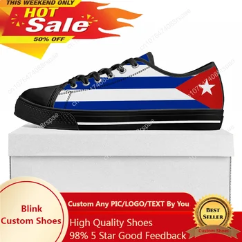 Kubos Vėliava Mažai Top Aukštos Kokybės Sportbačiai Vyrai Moterų Paauglys Drobės Sneaker Kuba Atsitiktinis Pora Batų Užsakymą Batų Juoda