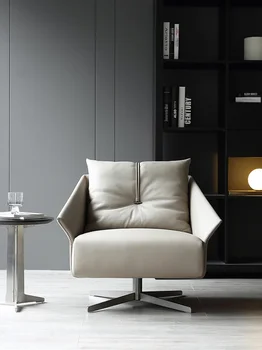 Nordic Light Luxury Tingus, Sofos Karieta Longue Dizaineris Namų Balkono Kambarį Bendrą Odos Sukasi Atlošas, Recliner Kėdės