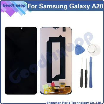 Samsung Galaxy A20 A205 A205F A205G A205W A205U A205S LCD Ekranas Jutiklinis Ekranas skaitmeninis keitiklis Asamblėjos Remonto Dalių Pakeitimas
