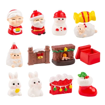 Miniatiūriniai Kalėdų Figūrėlės Dervos Žiemos Lėlė Modelio Kojinių Traukinio Langą Santa Claus Ir Bell Sniego Stalo Dekoro Lėlių Namelis