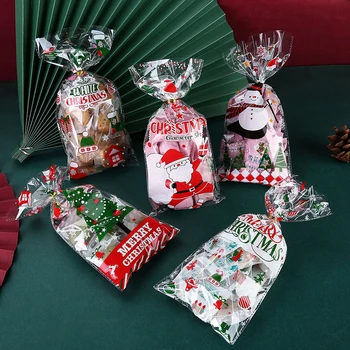 50Pcs Kalėdų Plastiko Saldainių Krepšiai Kalėdų Slapukus, Dovanų Maišeliai Snaigės Kalėdų Senelio Kalėdos Pakuotės Maišelis Naujųjų Metų Džiaugtis