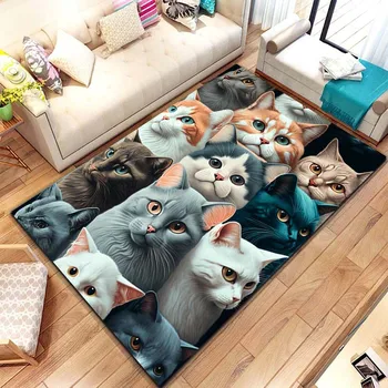 3D Animaciją Cute Kačių Plotas Kilimas Pet danga Miegamasis svetainė vaikų Kambarys Žaisti Nuskaityti Namų Dekoro, Minkštas neslidžia Grindų Kilimėlis Dovanų