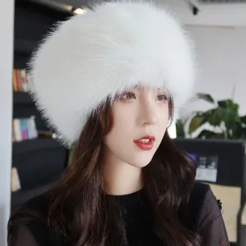 Mongolų skrybėlę, moterų naują žiemos skrybėlę, Tibeto priedai, šalčiui atsparus interneto įžymybė 2024 Prašmatnus etninės galvos apdangalai, kailio kepurę
