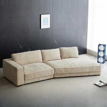 Natūralios odos sofa su netinkamomis kampai kambarį, italijos minimalistinio akies raudonas matinis odos sofos