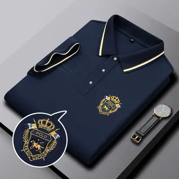 Aukštos Kokybės vyriški Polo Marškinėliai Išsiuvinėti 2023 Pavasario/Vasaros Naujas Aukštos klasės Verslo Atsitiktinis Sporto Polo Kaklo trumpomis Rankovėmis T-shirt