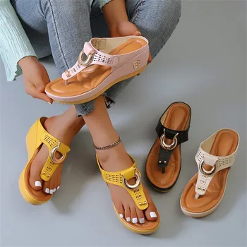 2023 Naujas Moterų Vasaros Sandalai Atidaryti Tne Paplūdimio Avalynė Flip Flops Pleištai Patogios Šlepetės Mielas Sandalai Zapatillas Mujer