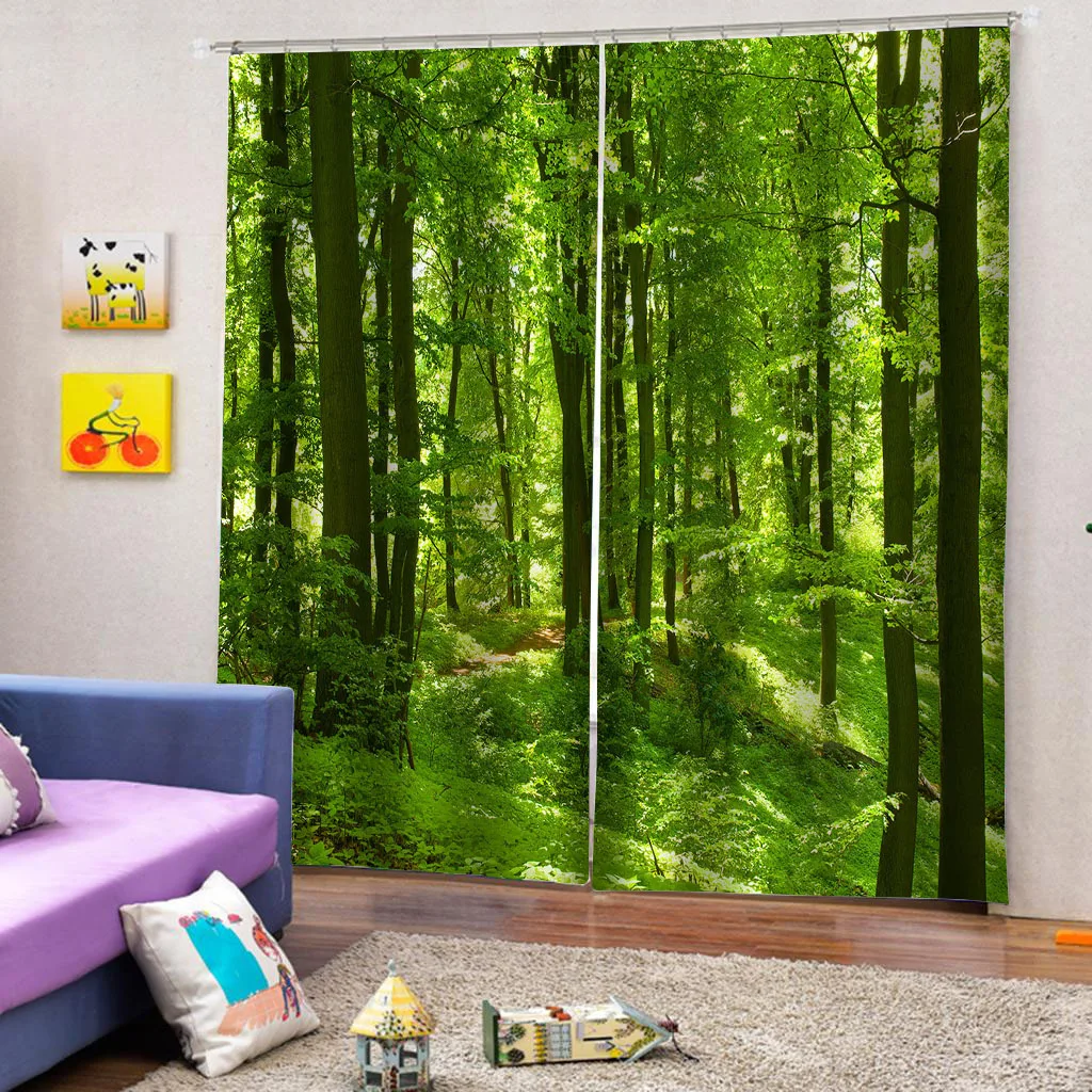 3D Užuolaidų Nuotrauka Pritaikyti Dydį žalia miško užuolaidos Miegamajame, Gyvenamasis Kambarys Office Cortinas Užuolaidų 3D Foto Lango Užuolaida - 3