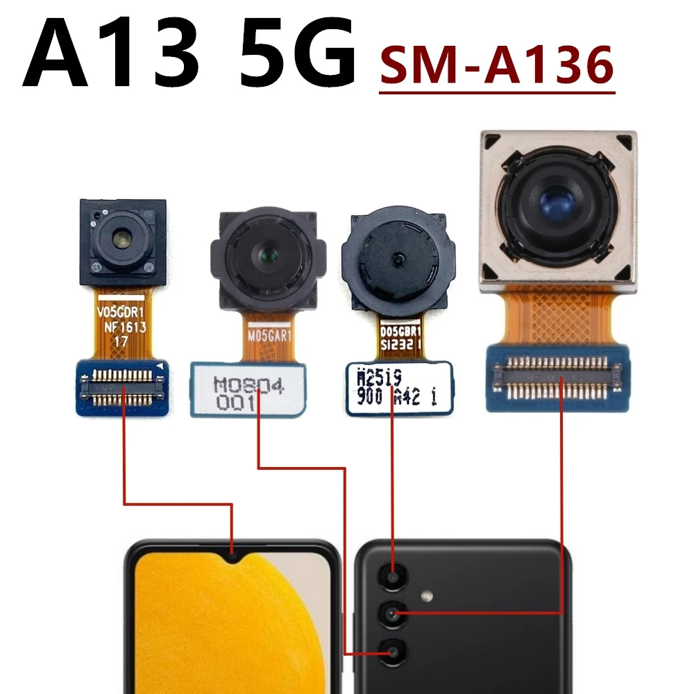 Atgal Pagrindinė Galinio vaizdo Kamera Priekinė Kamera Modulis Flex Kabelis Samsung Galaxy A13 4G 5G A135 A136 A137 Originalus Pakeisti Dalį - 2
