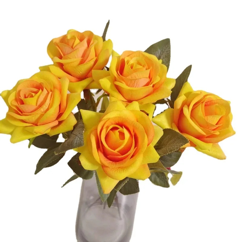 Dirbtinis Viena Rožė Gėlių Modeliavimas Aksominis Rožių Su Kamieninėmis Gėlių Puokštė Vestuves Namų Puošybai Valentino Dieną - 5