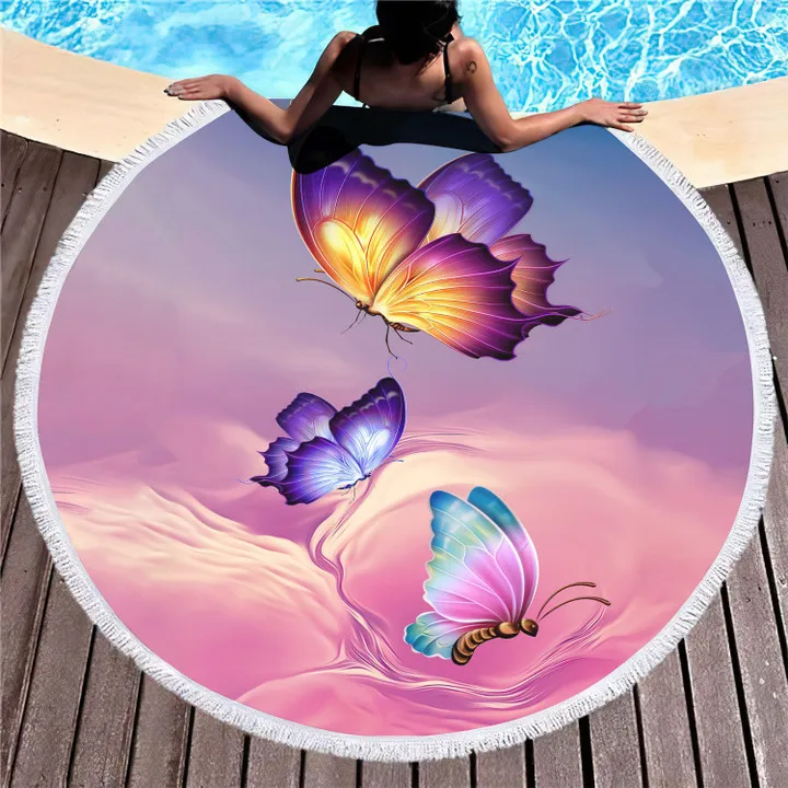 Drugelis Gėlių Violetinė, Drugelis Paplūdimio Rankšluostį, Geriausias Paplūdimio Rankšluosčiai 3D Visi Per Atspausdintas Rankšluostį - 3