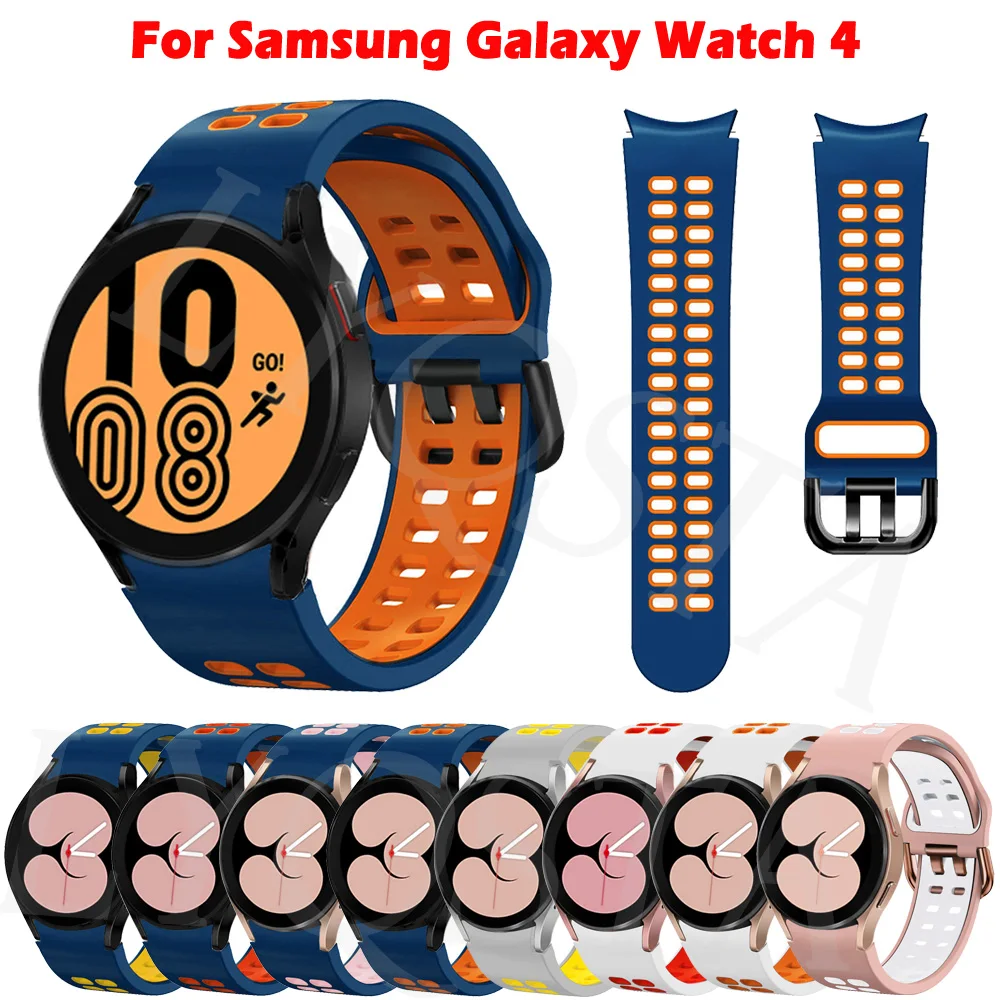 Jokių Spragų Silikono Dirželis Samsung Galaxy Žiūrėti 4 Klasikinis 46mm 42mm/Watch4 44mm 40mm Riešo Juostos Lenktas galas Wriststrap Apyrankė - 0