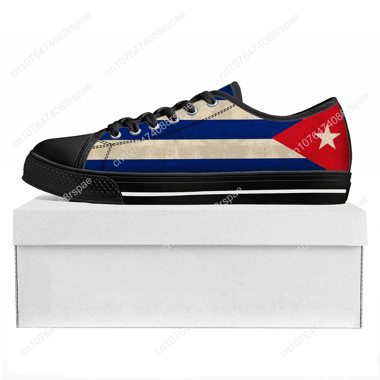 Kubos Vėliava Mažai Top Aukštos Kokybės Sportbačiai Vyrai Moterų Paauglys Drobės Sneaker Kuba Atsitiktinis Pora Batų Užsakymą Batų Juoda - 1