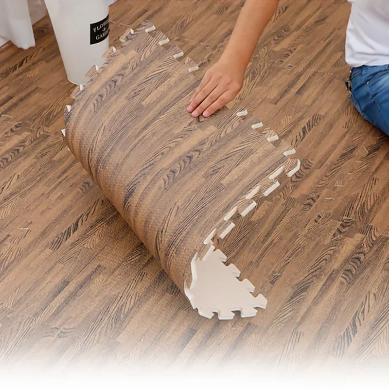 Medžio imitacija grūdų putų grindų kilimėlis sutirštės 30x30cm/60x60cm nuskaitymo kilimėlis gyvenimo kambario, miegamasis sujungimas putų kilimėlis - 3
