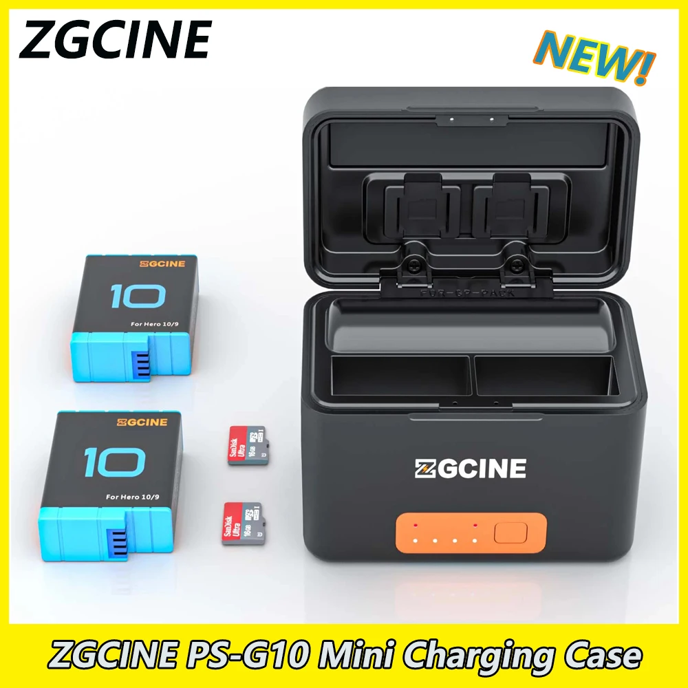 ZGCINE PS-G10 Mini Baterijos Įkrovimo Langelį GoPro 10 9 Baterijos Kroviklis Smart Įkrovimo 10400mAh Baterijos Saugojimo Bylos - 0